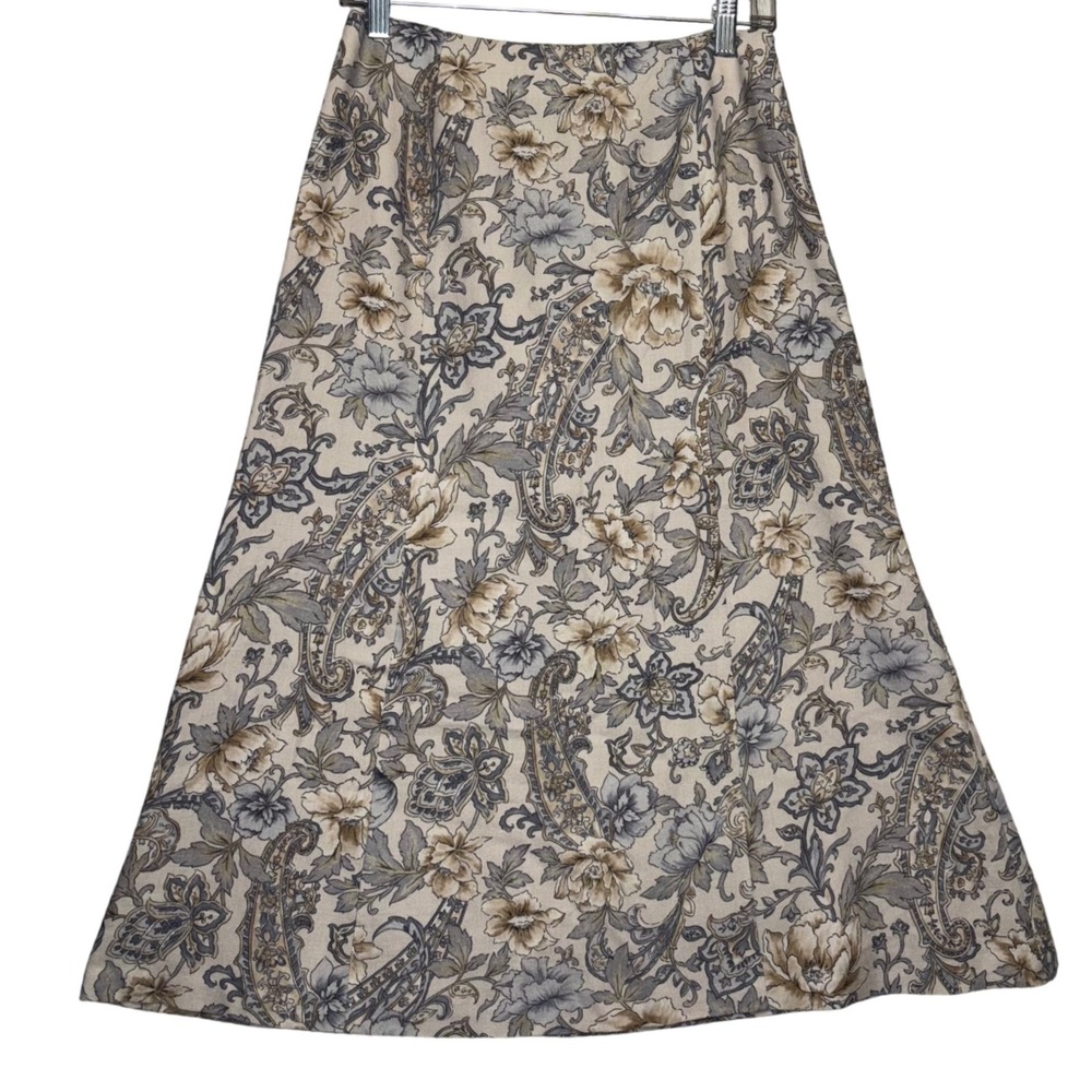 Vintage Talbots Petites‎ Women's Size 6P Floral Paisley A-Line Midi Skirt